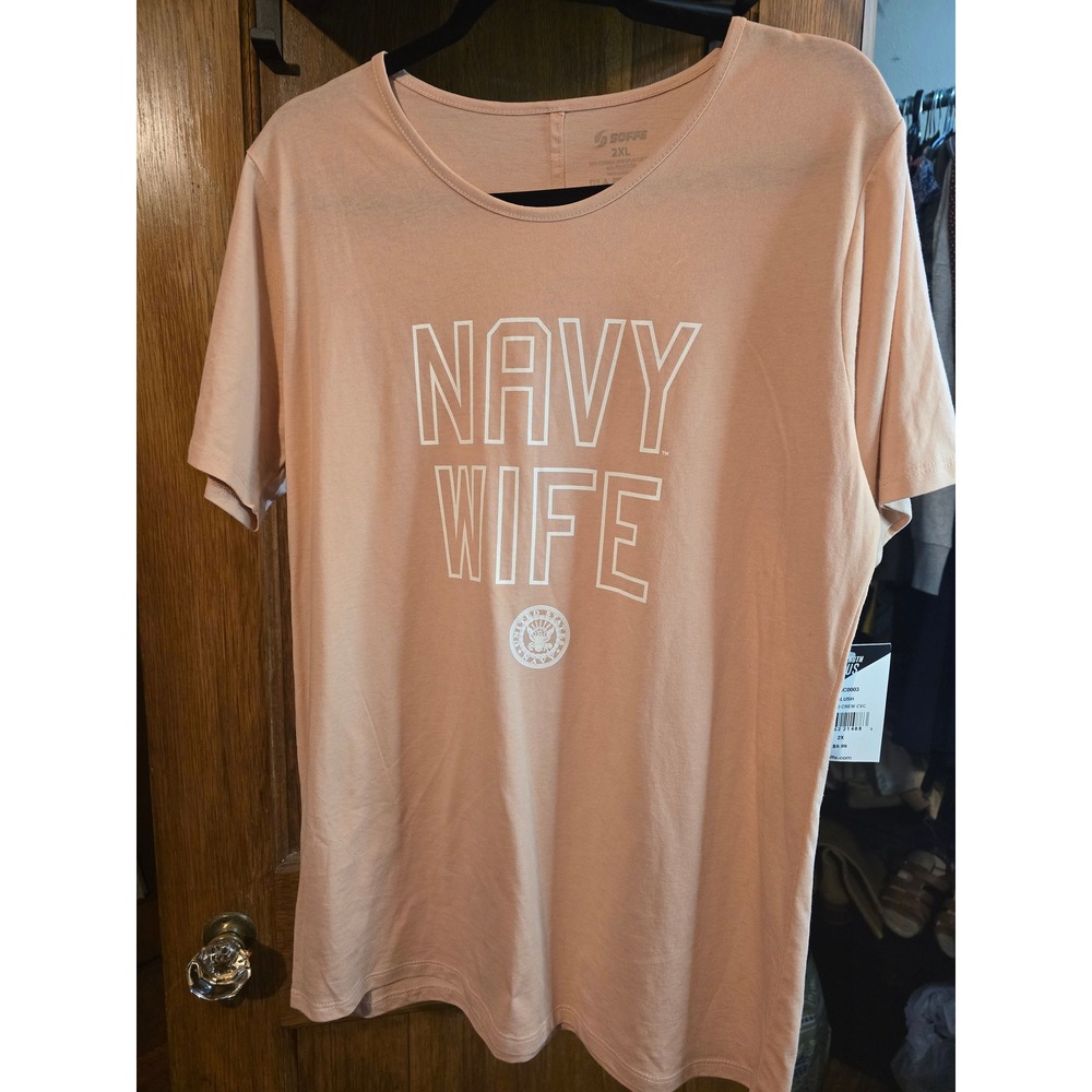 Soffe Navy Wife Graphic Tee Shirt Womens 2XL NWT Pink Short Sleeve Casual